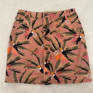 FARM Rio Toucan Print Mini Skirt - Pink and Green